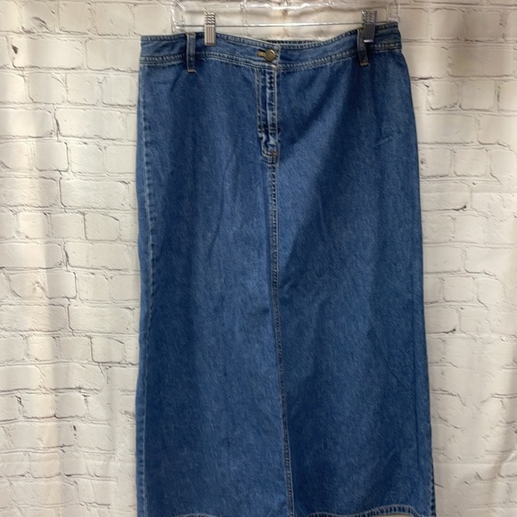 Casual Corner Annex 90’s Denim Cotton Maxi Skirt back split size 12 - Picture 2 of 8